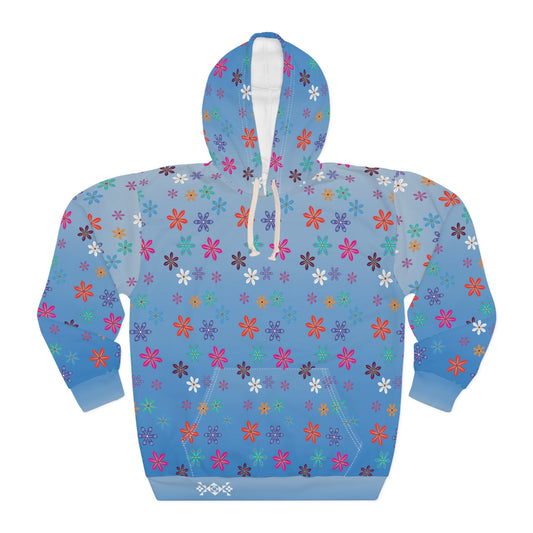 Multi Flowerz Hoodie - Sky Blue